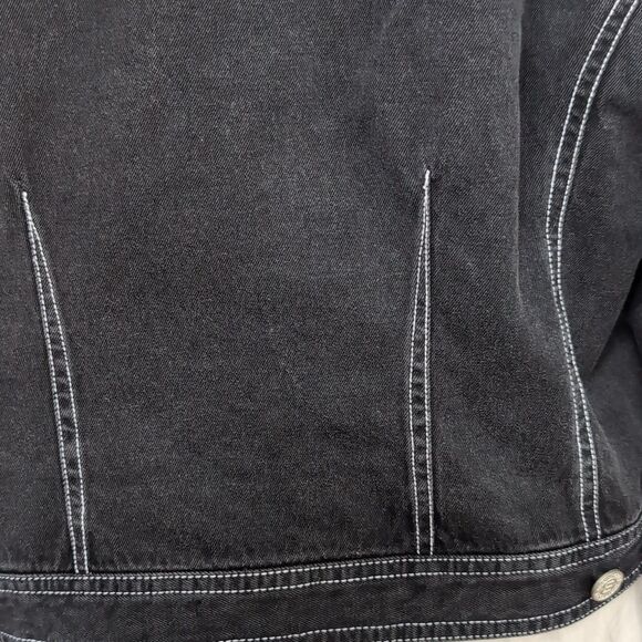 Emanuel Ungaro Classic Black Denim Jacket with White Stitching Size L - Picture 8 of 10